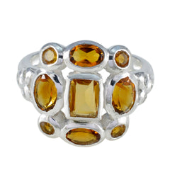 Ananya Sophisticated Yellow Navratna Ring Citrine Yellow