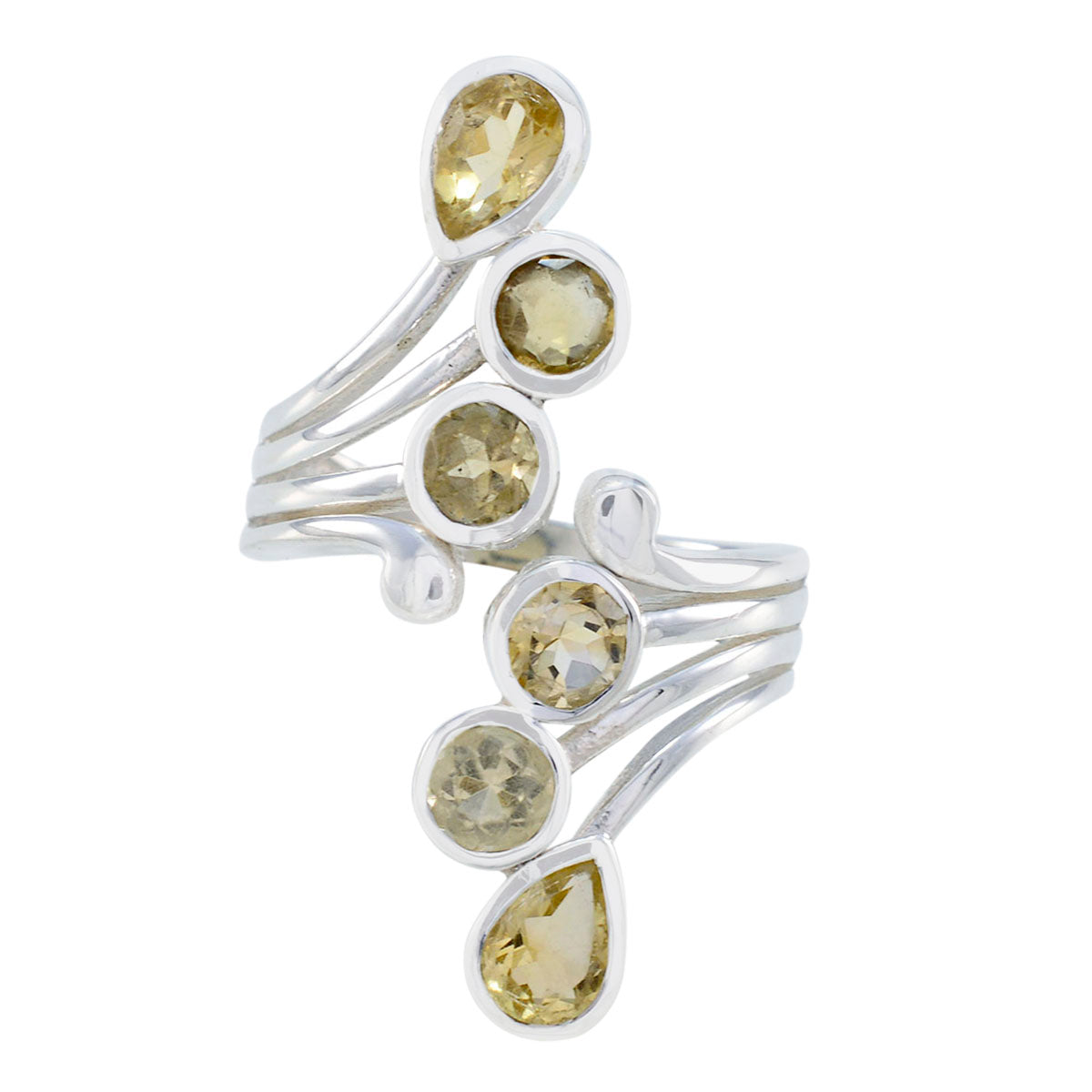 Agustina Abstract Yellow Hexa Ring Citrine Yellow