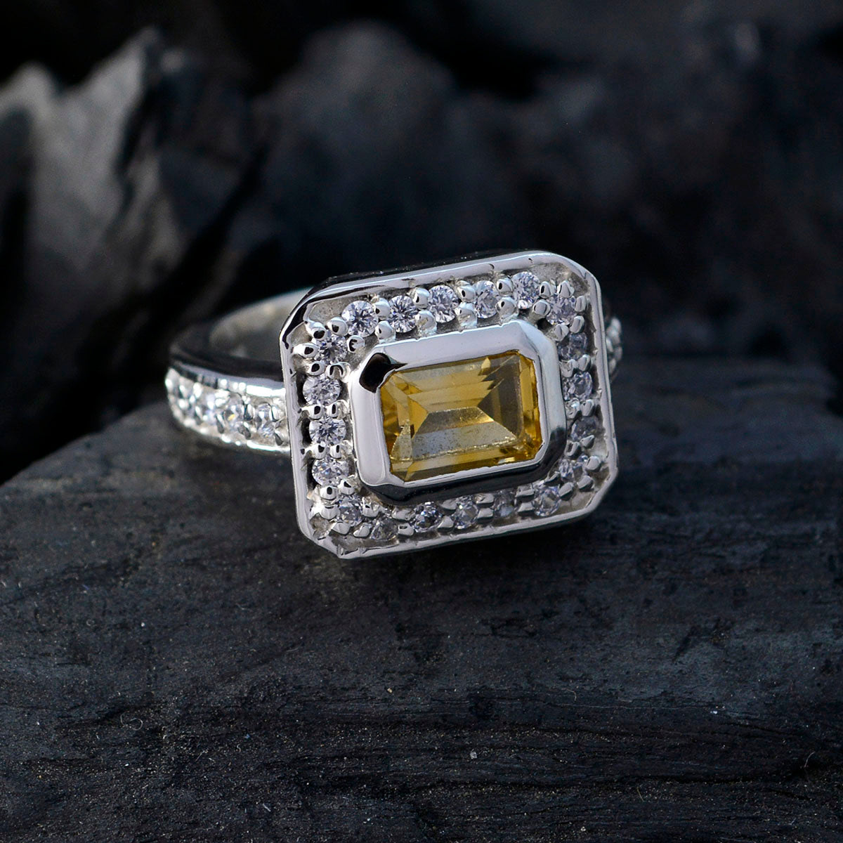 Elena Graceful Yellow Halo Ring