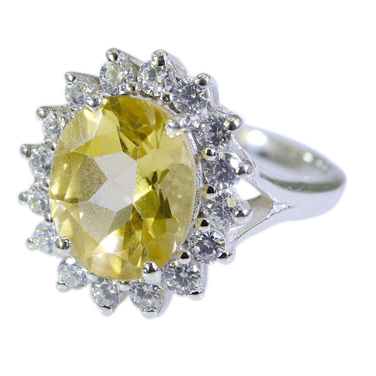 Giulia Abstract Yellow Halo Ring Citrine Yellow