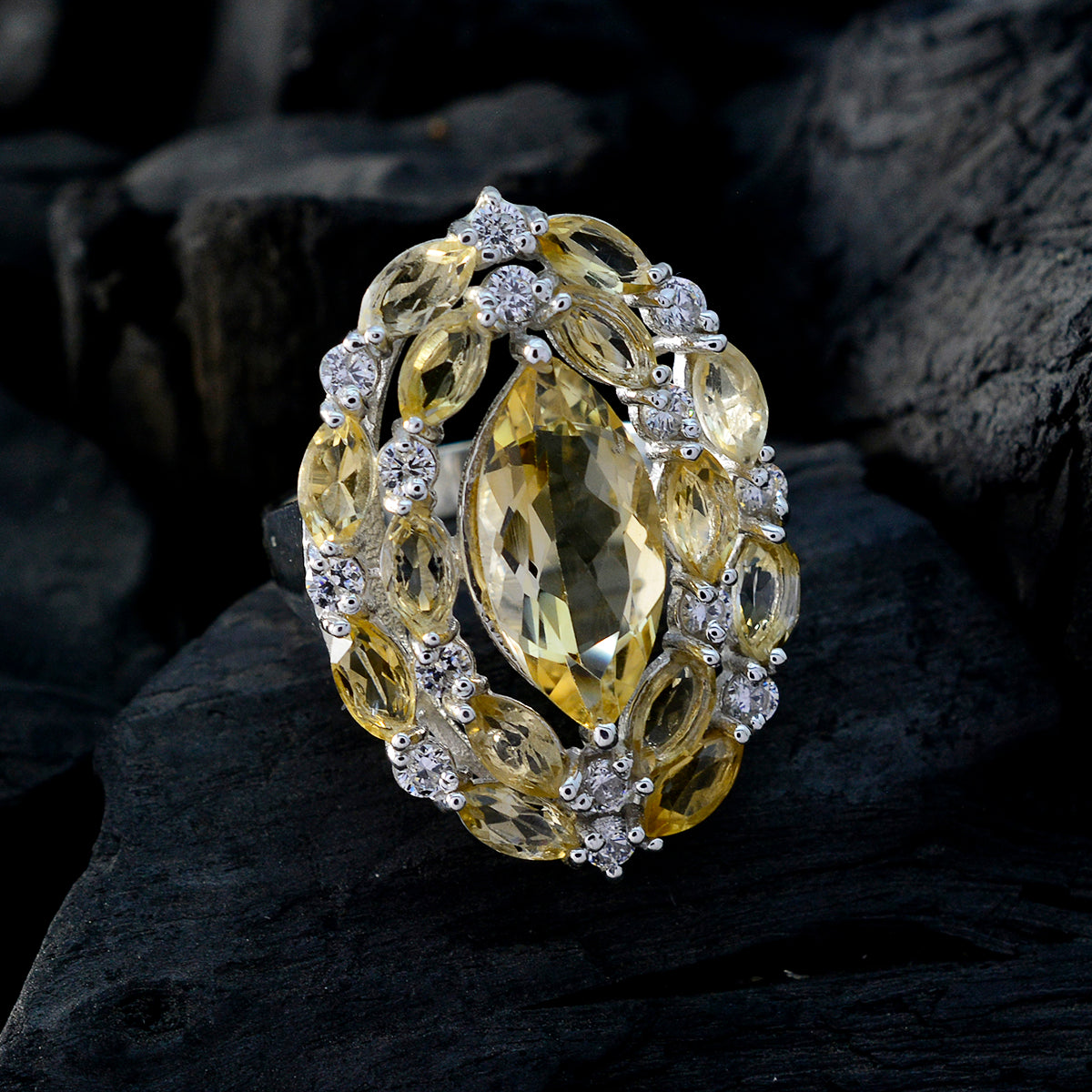Victoria Abstract Yellow multiple Ring