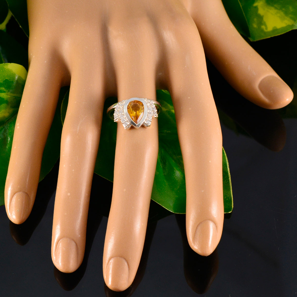 Ayesha Sophisticated Yellow Halo Ring