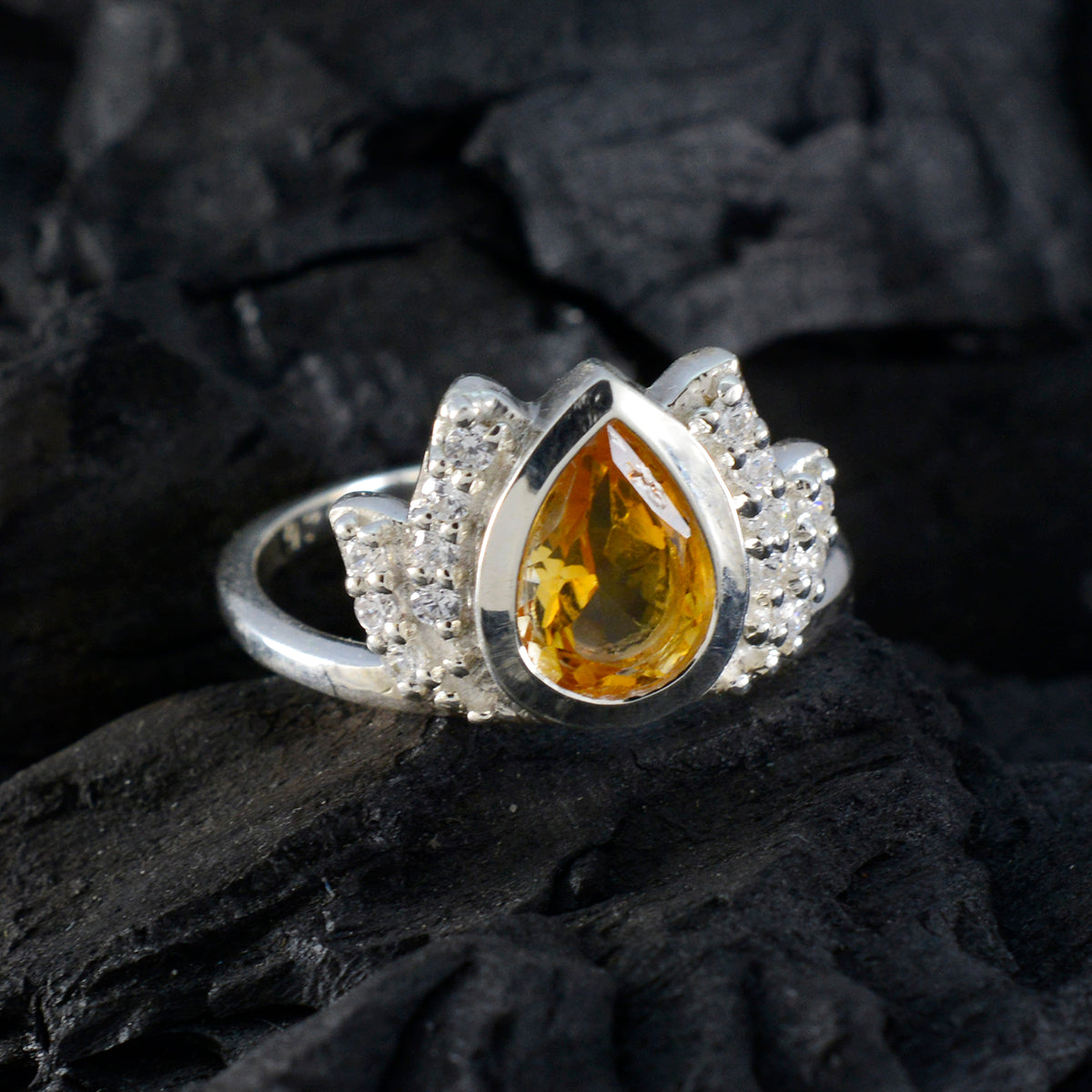 Ayesha Sophisticated Yellow Halo Ring