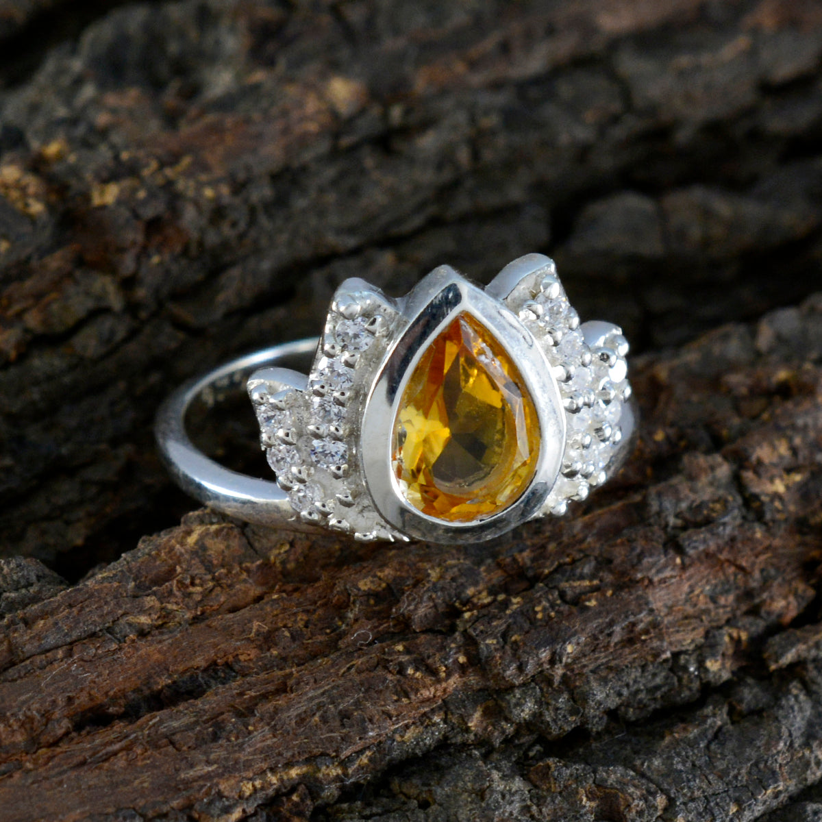 Ayesha Sophisticated Yellow Halo Ring
