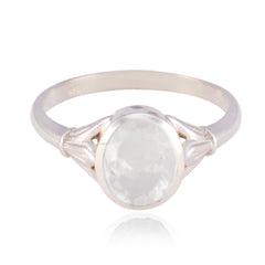 Lucia Contemporary White Solitaire Ring Crystal Quartz White
