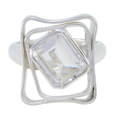 Genesis Signet White Solitaire Ring Crystal Quartz White