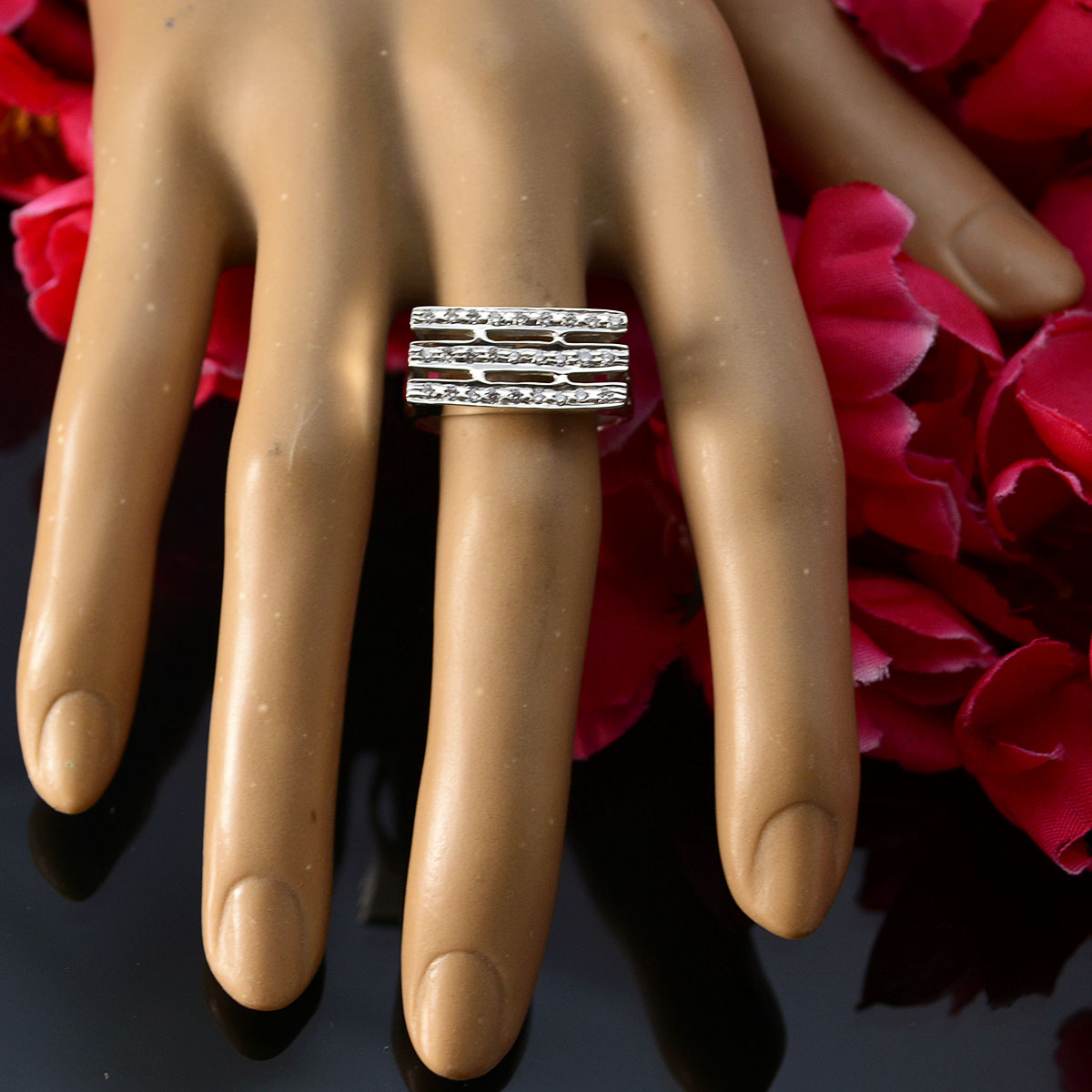 Emma Abstract White Halo Ring