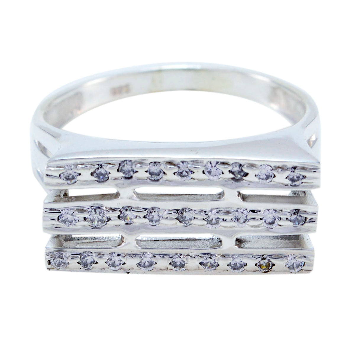 Emma Abstract White Halo Ring Cubic zirconia CZ White
