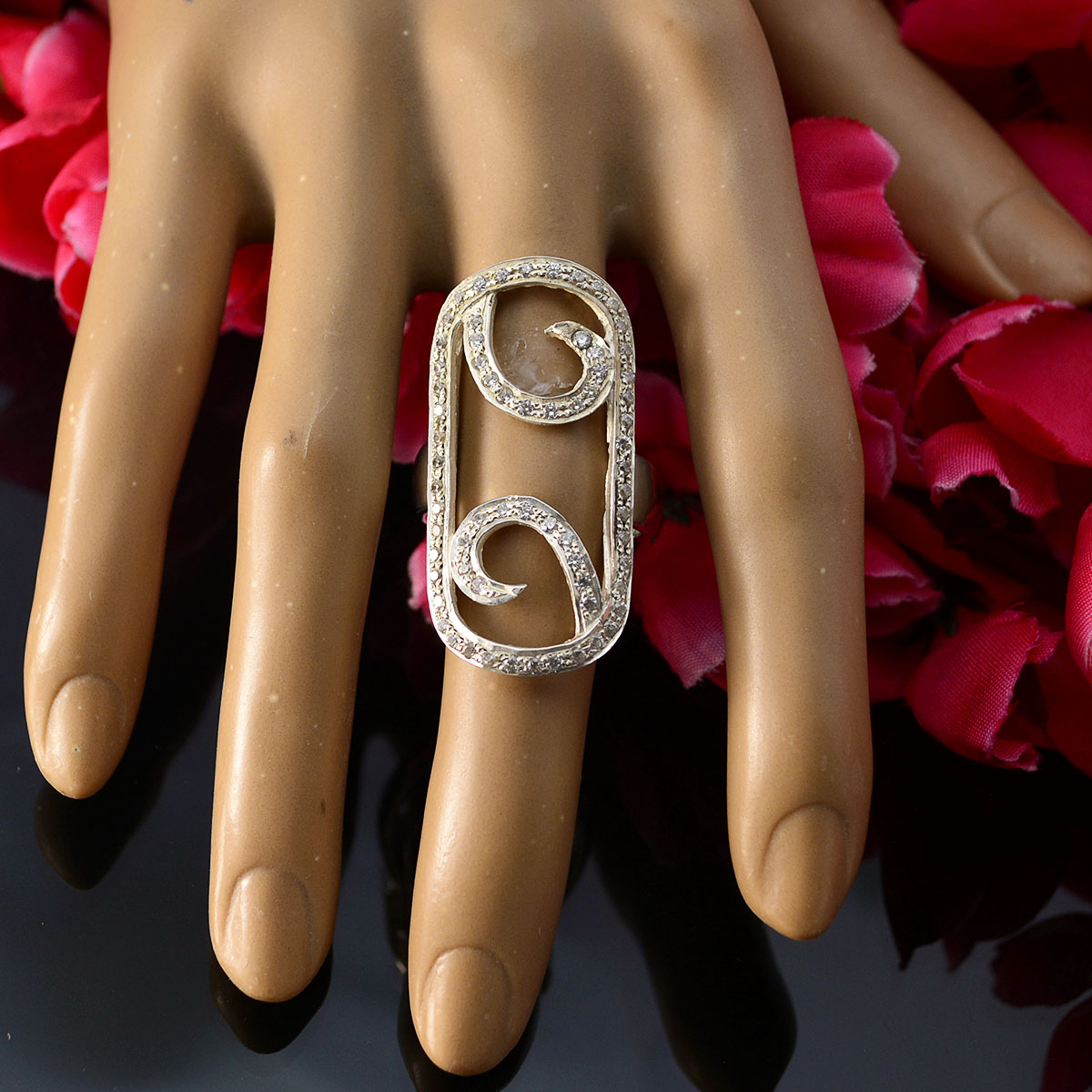 Ella Abstract White multiple Ring