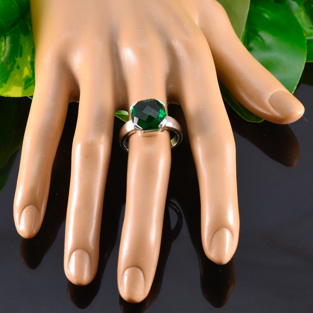 Elena Signet Green Solitaire Ring