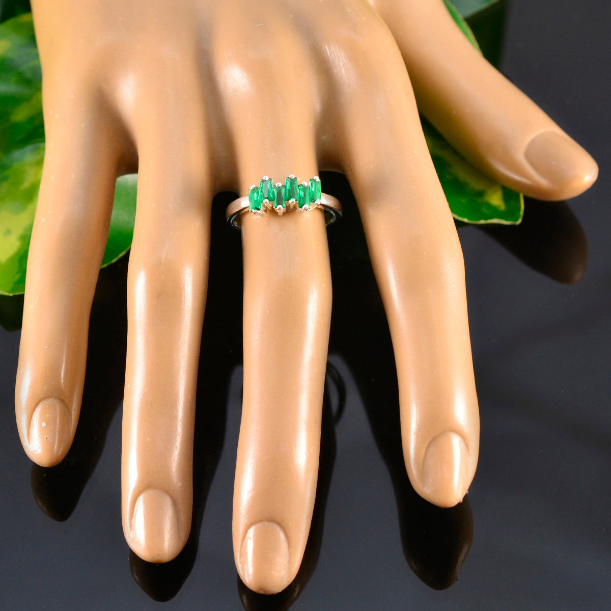Ayesha Trendy Green Hexa Ring