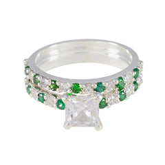 Victoria Artisan Green Halo Ring Emerald CZ Green