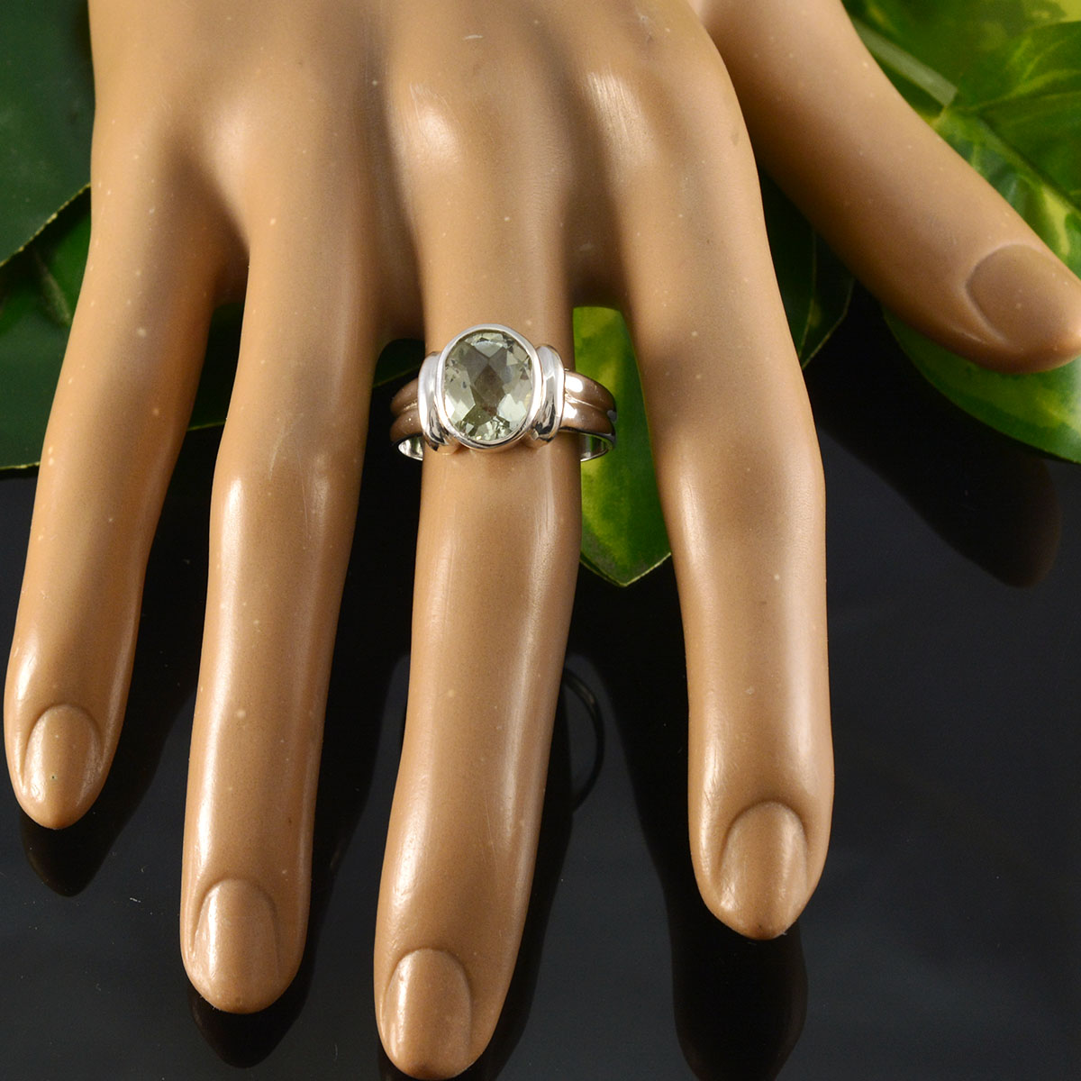 Josephine Ethnic Light Green Solitaire Ring