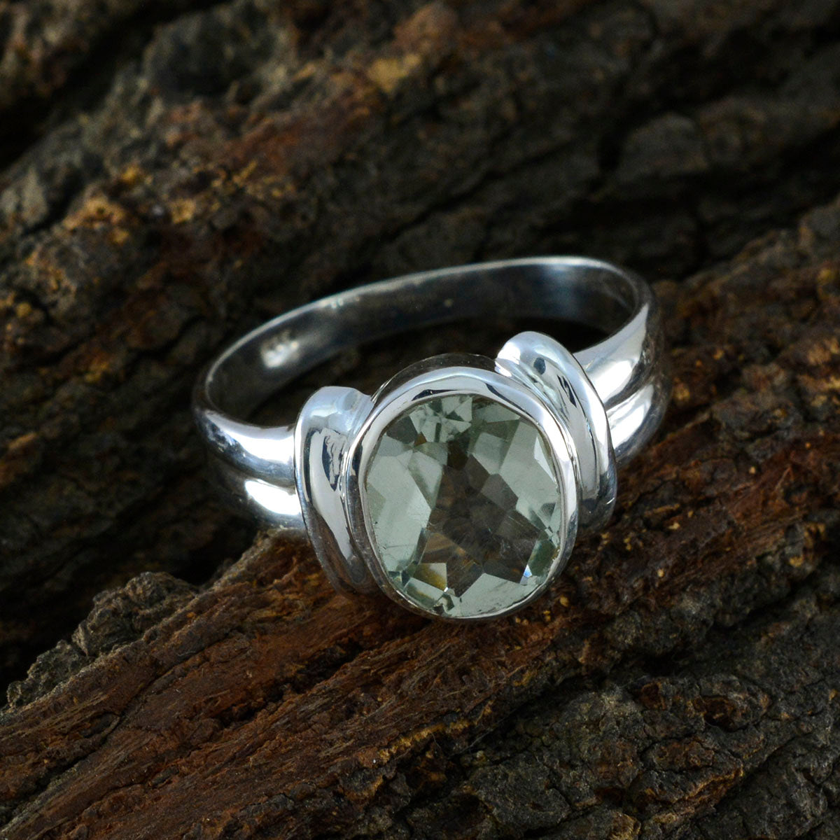 Josephine Ethnic Light Green Solitaire Ring