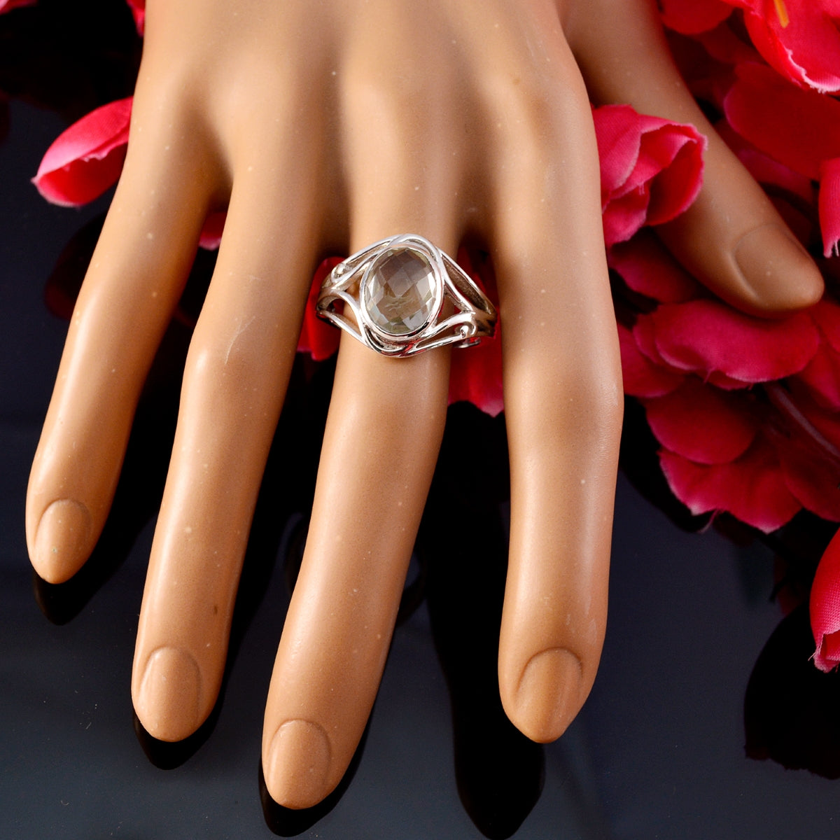 Mia Ethnic Light Green Solitaire Ring