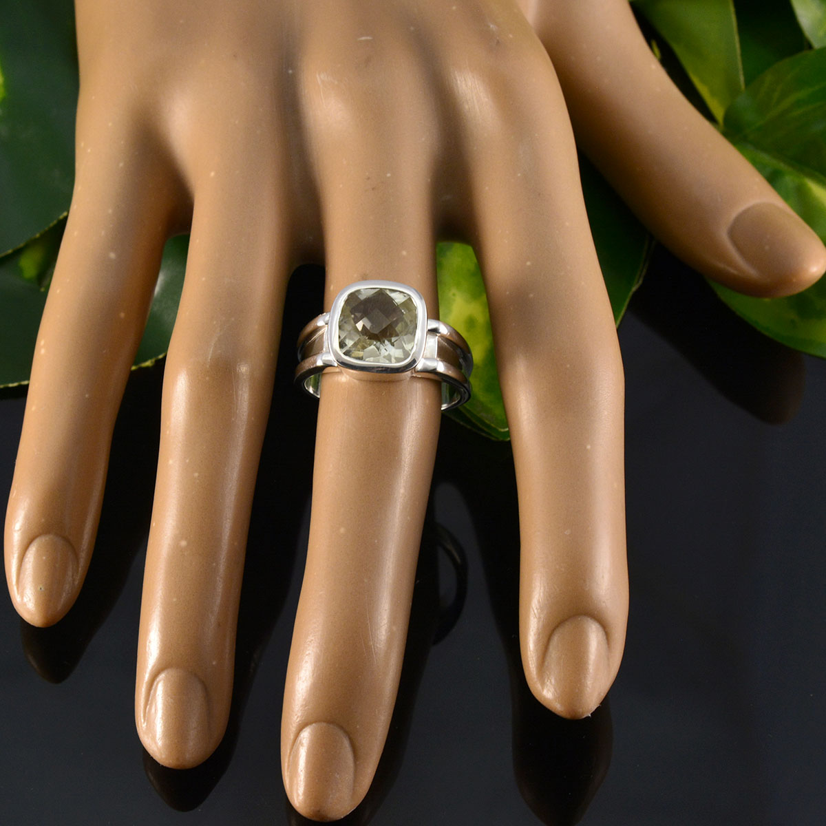 Camilla Contemporary Light Green Solitaire Ring
