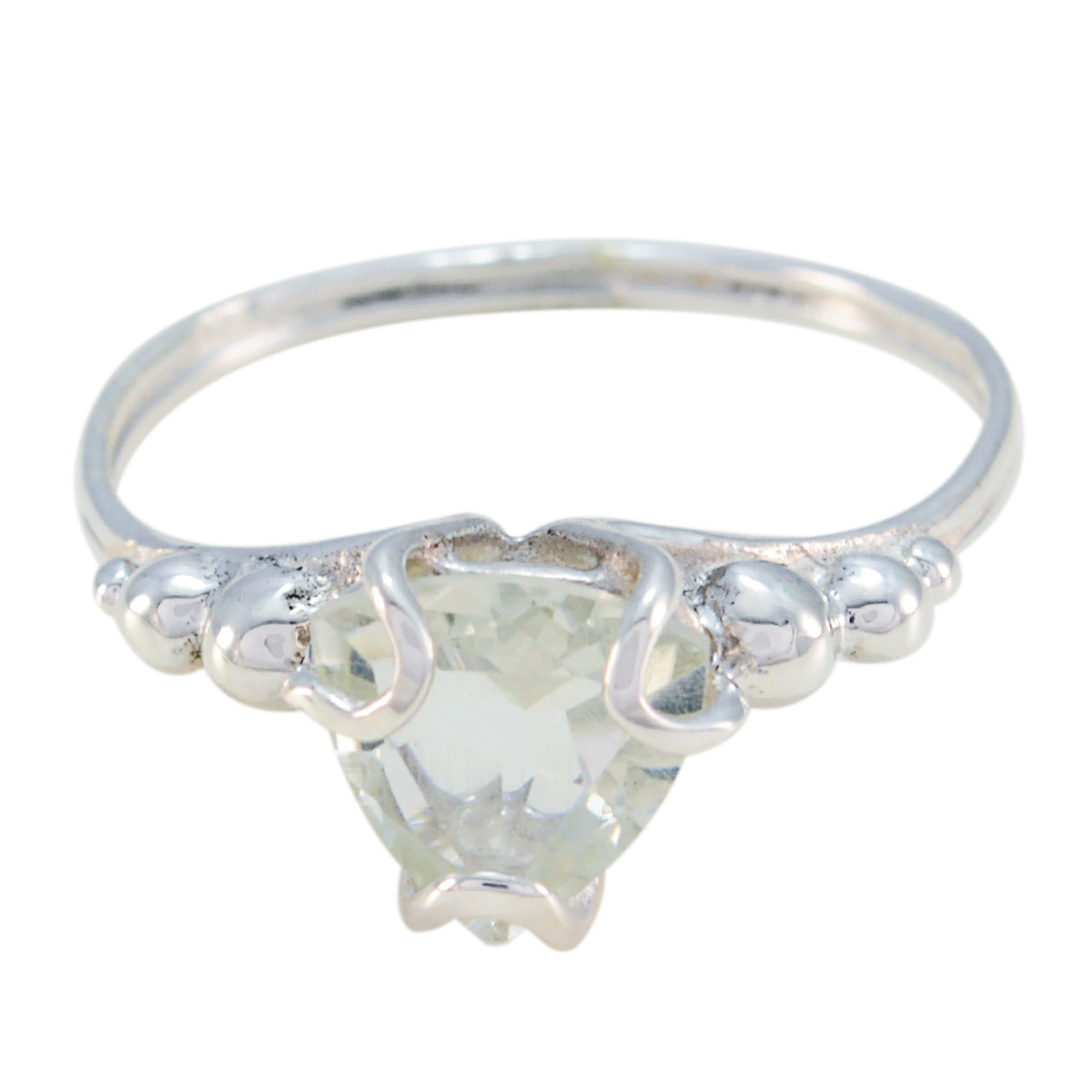 Nisa Rope-Wire Light Green Solitaire Ring Green Amethyst Green