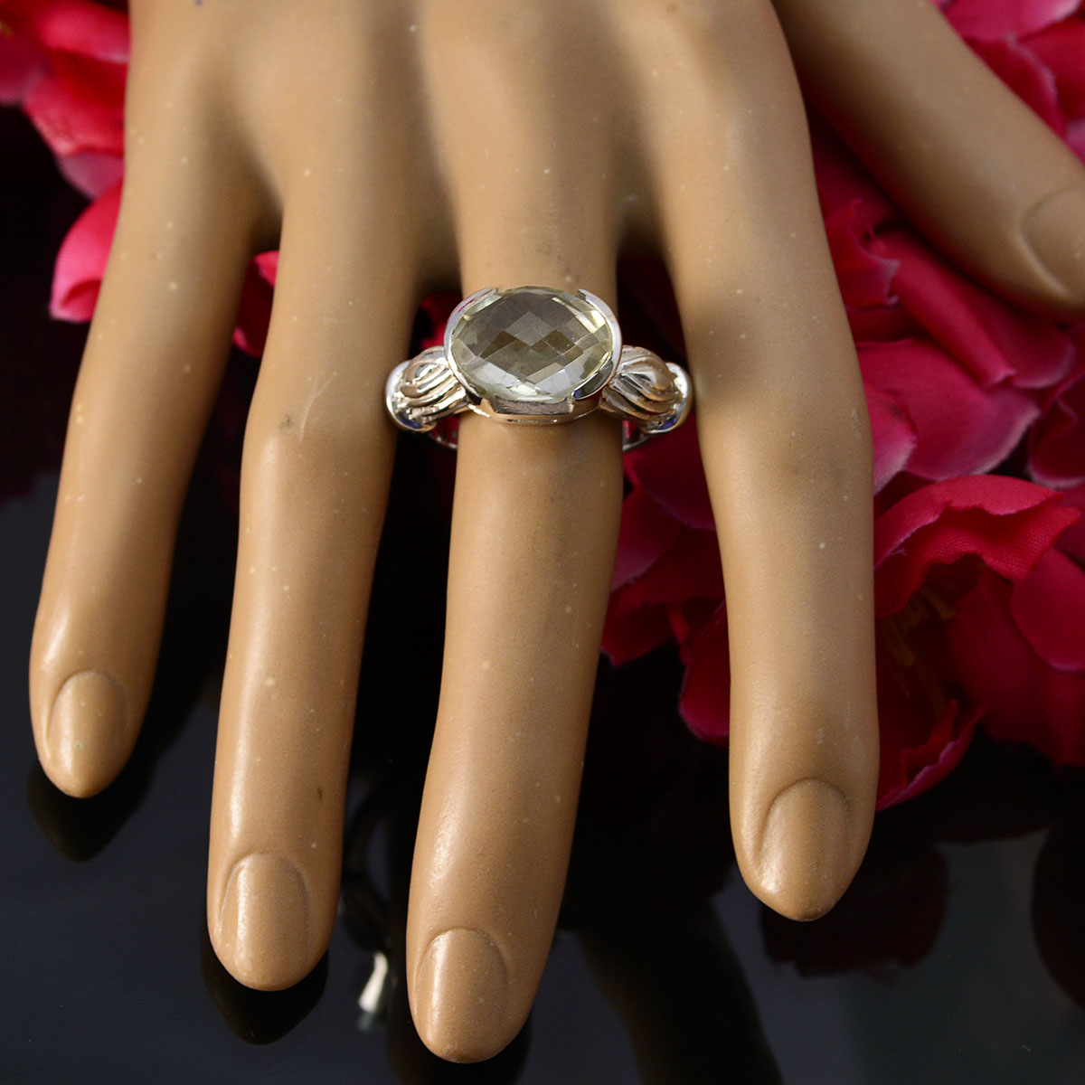 Charlotte Armor Light Green Solitaire Ring