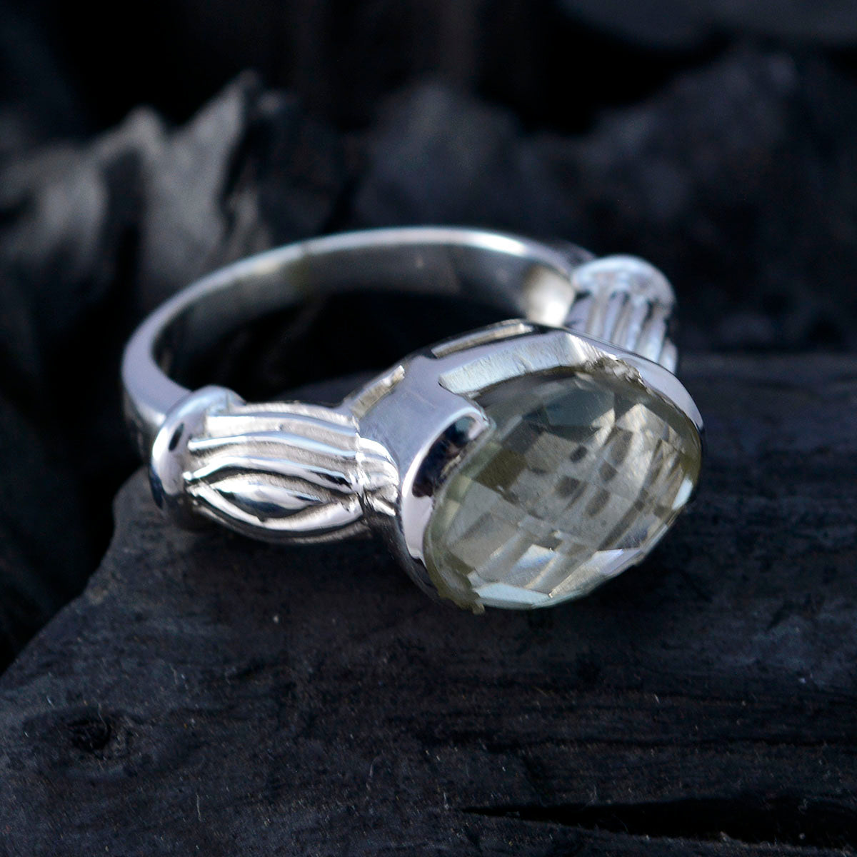 Charlotte Armor Light Green Solitaire Ring