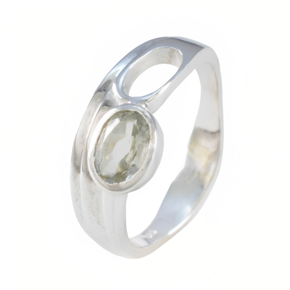 Ayaka Abstract Light Green Solitaire Ring