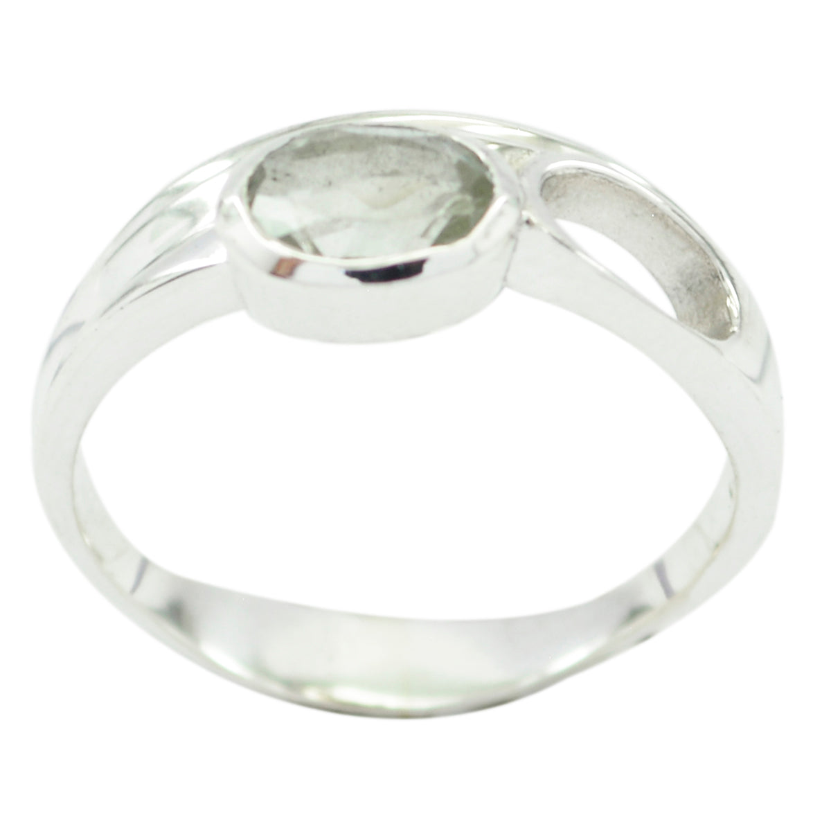Ayaka Abstract Light Green Solitaire Ring