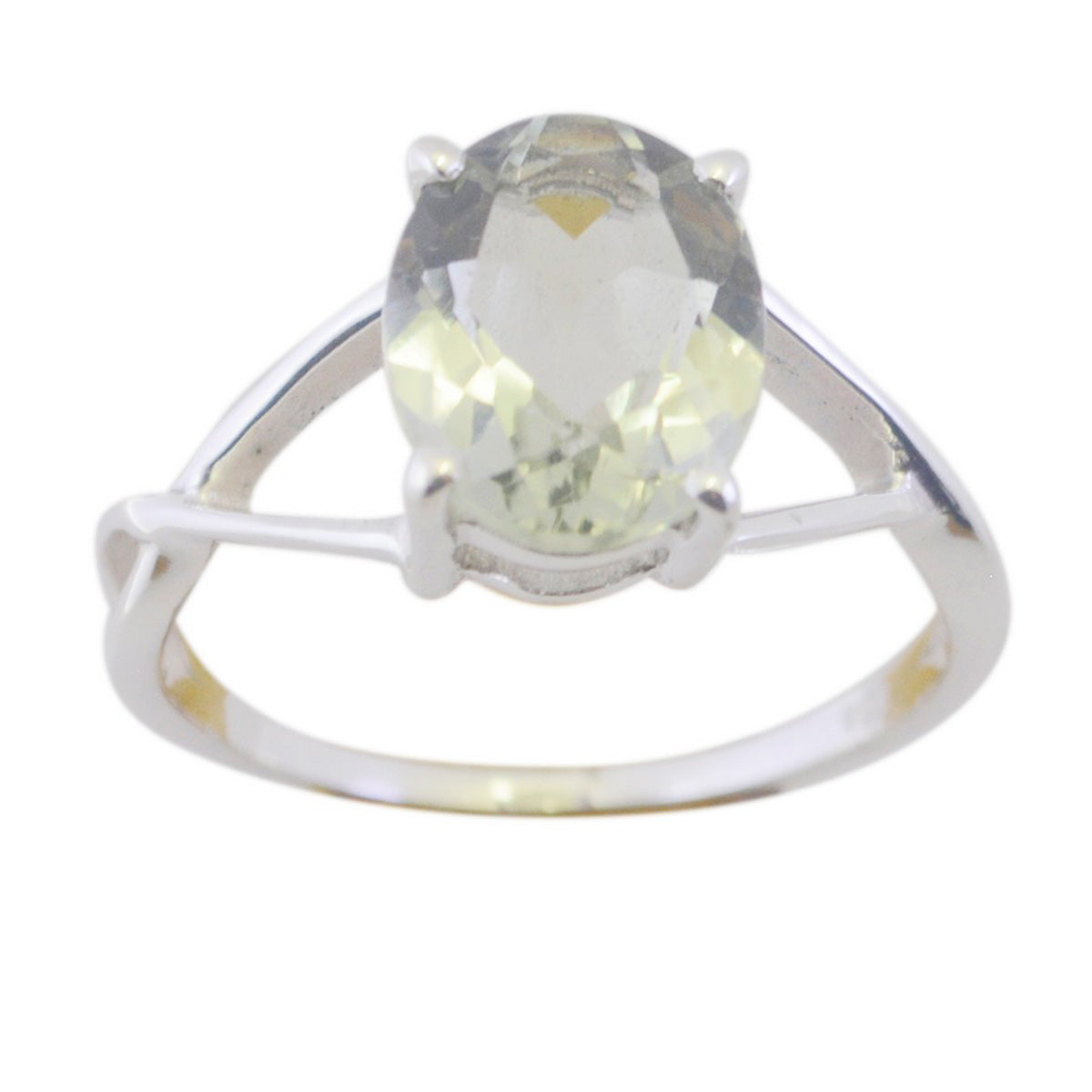 Lakshmi Glamorous Light Green Solitaire Ring Green Amethyst Green