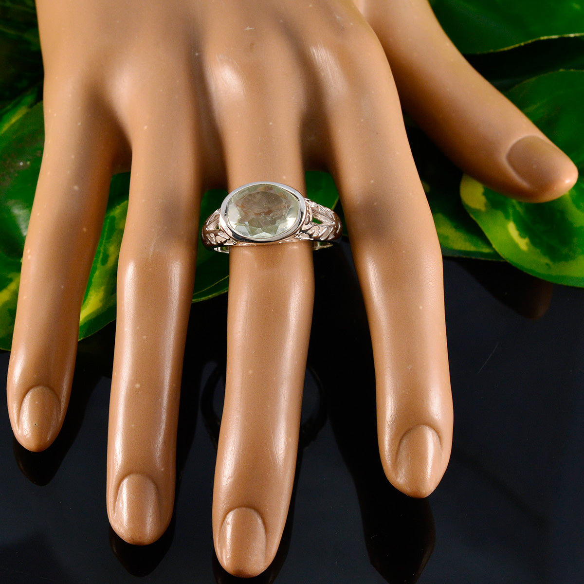 Violet Love Light Green Solitaire Ring