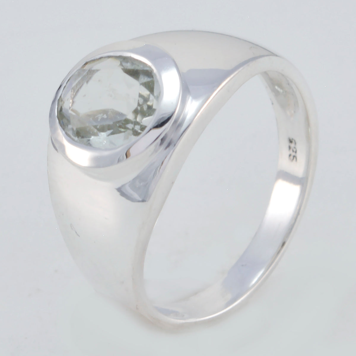 Carla Modern Light Green Solitaire Ring