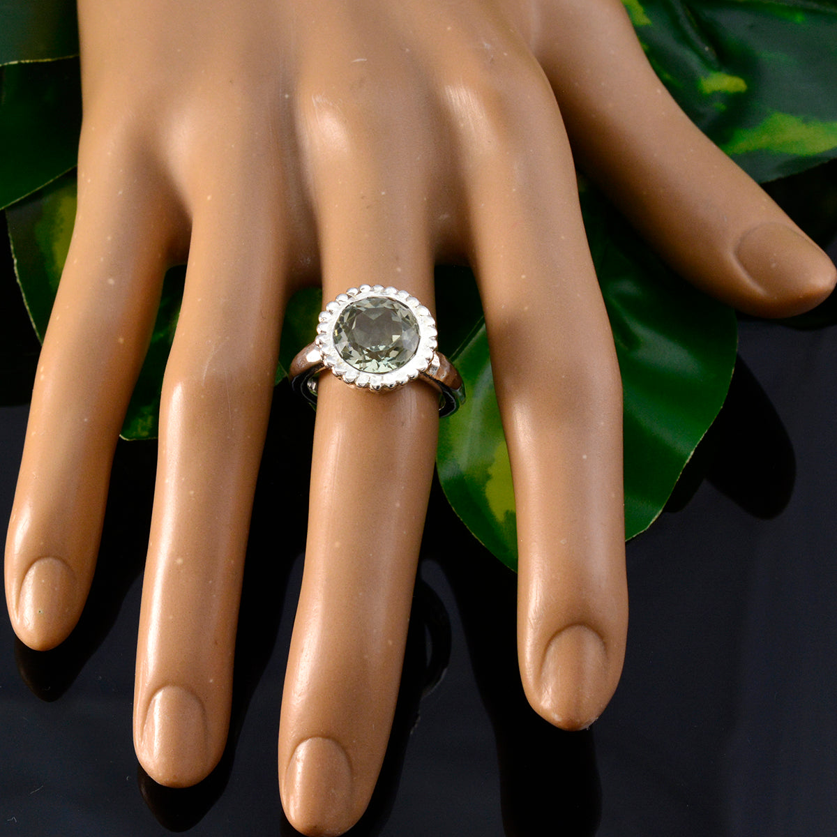 Ananya Graceful Light Green Solitaire Ring