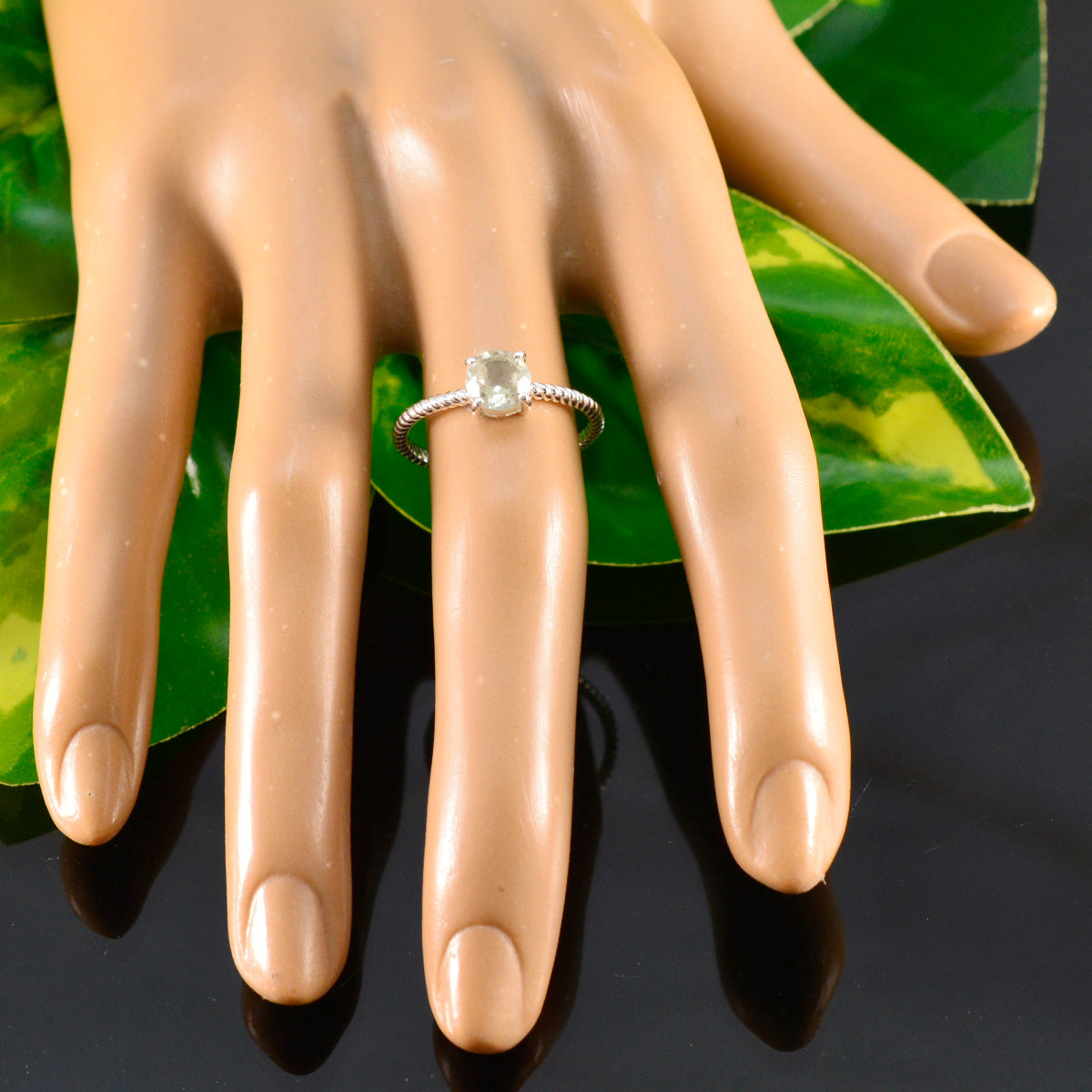 Addison Twist Light Green Solitaire Ring
