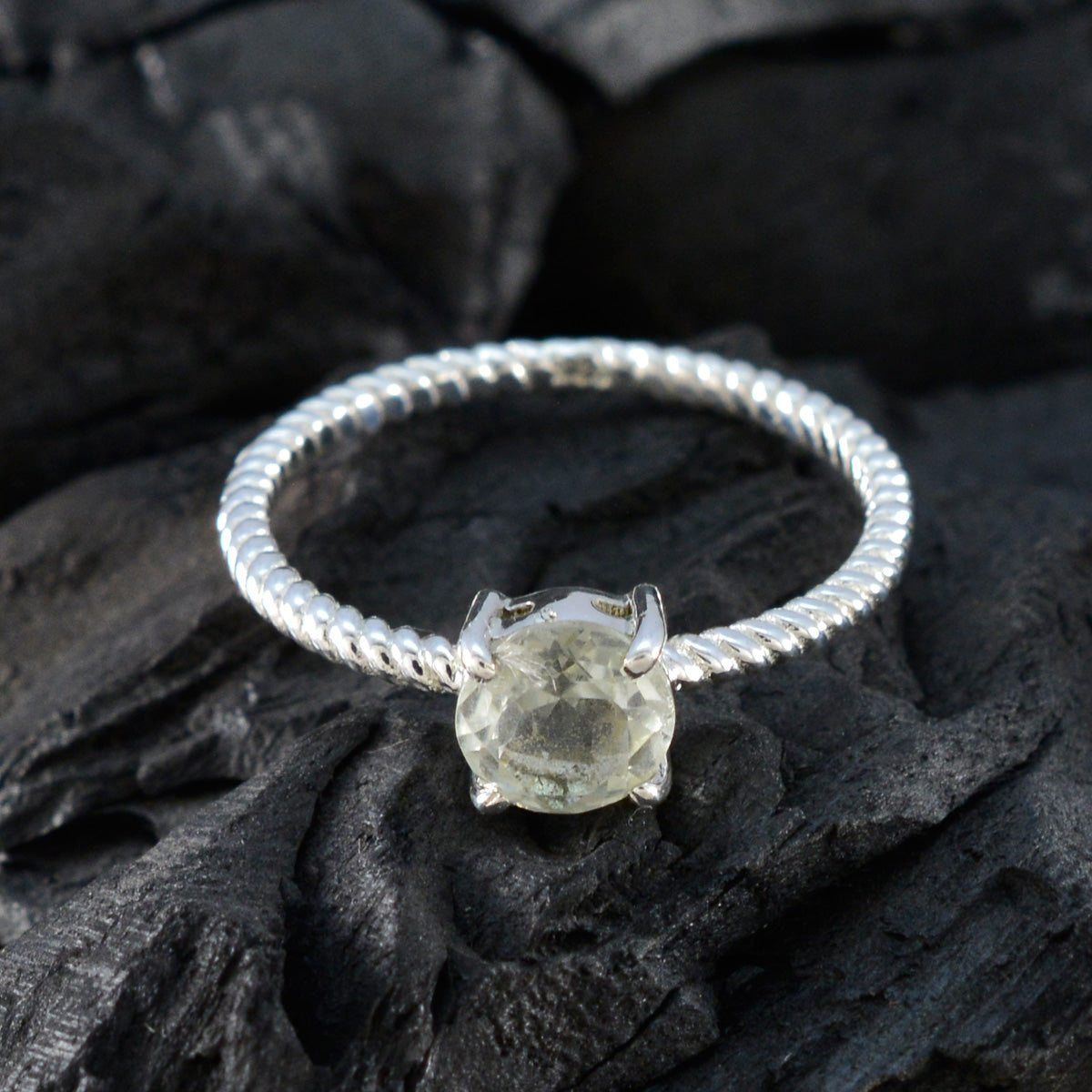 Addison Twist Light Green Solitaire Ring