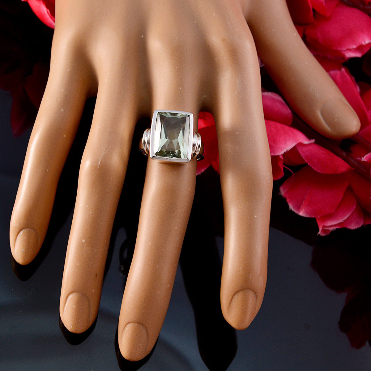 Meera Armor Light Green Solitaire Ring