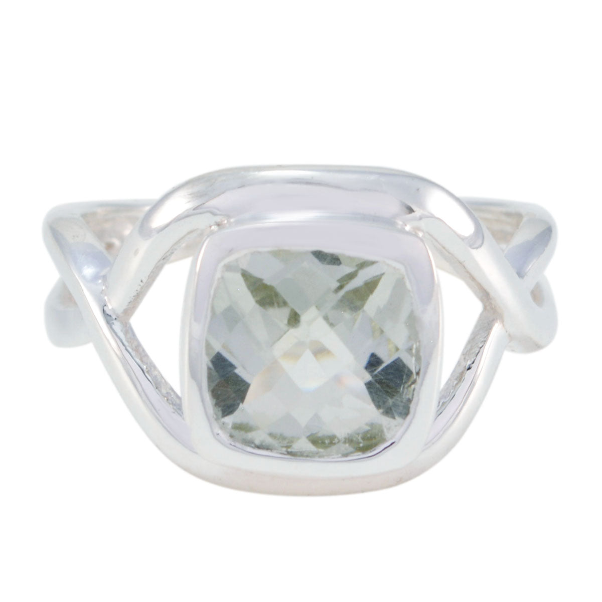 Eleanor Modern Light Green Solitaire Ring Green Amethyst Green