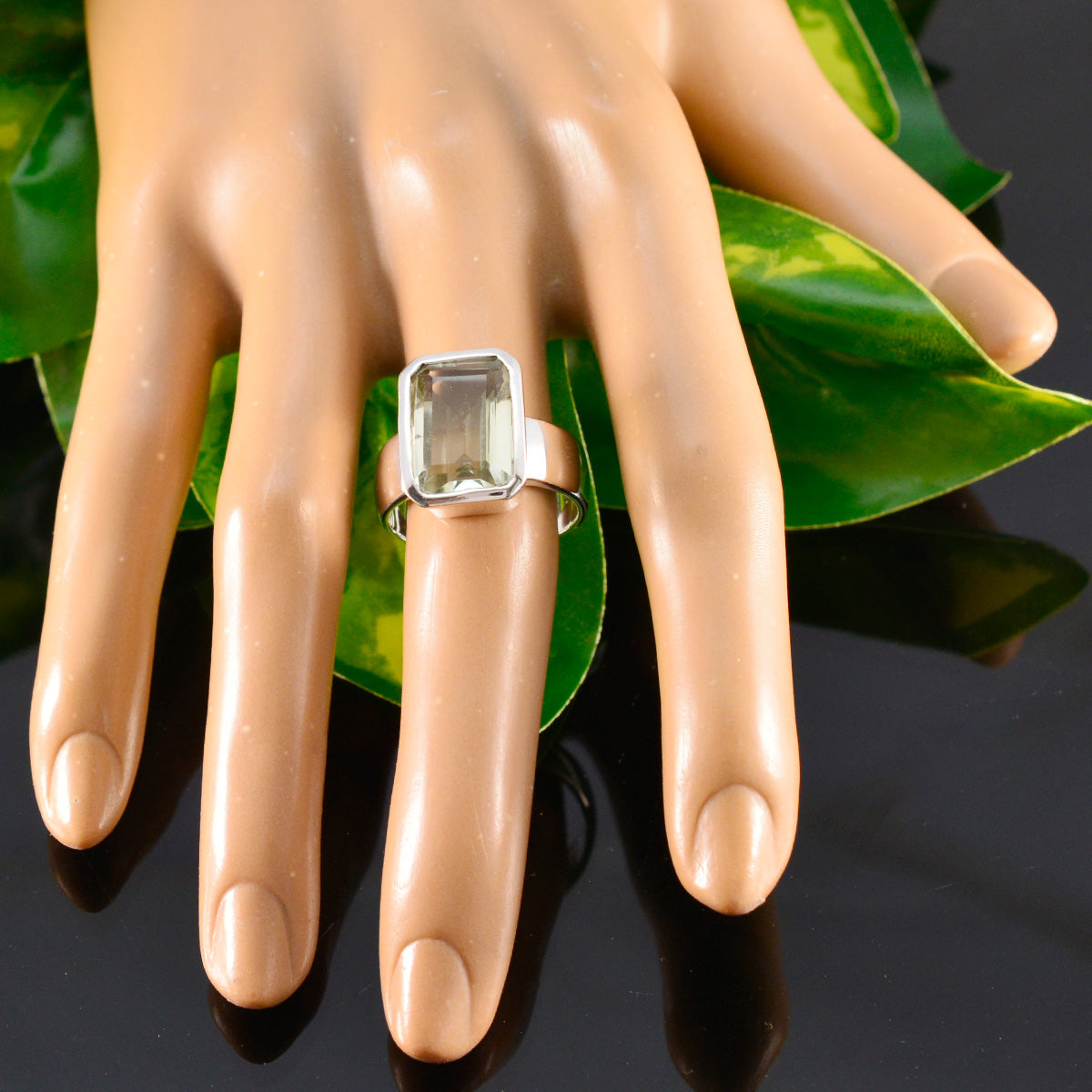 Mila Modern Light Green Solitaire Ring
