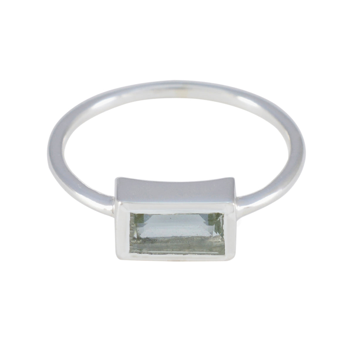 Ji-eun Abstract Light Green Solitaire Ring Green Amethyst Green