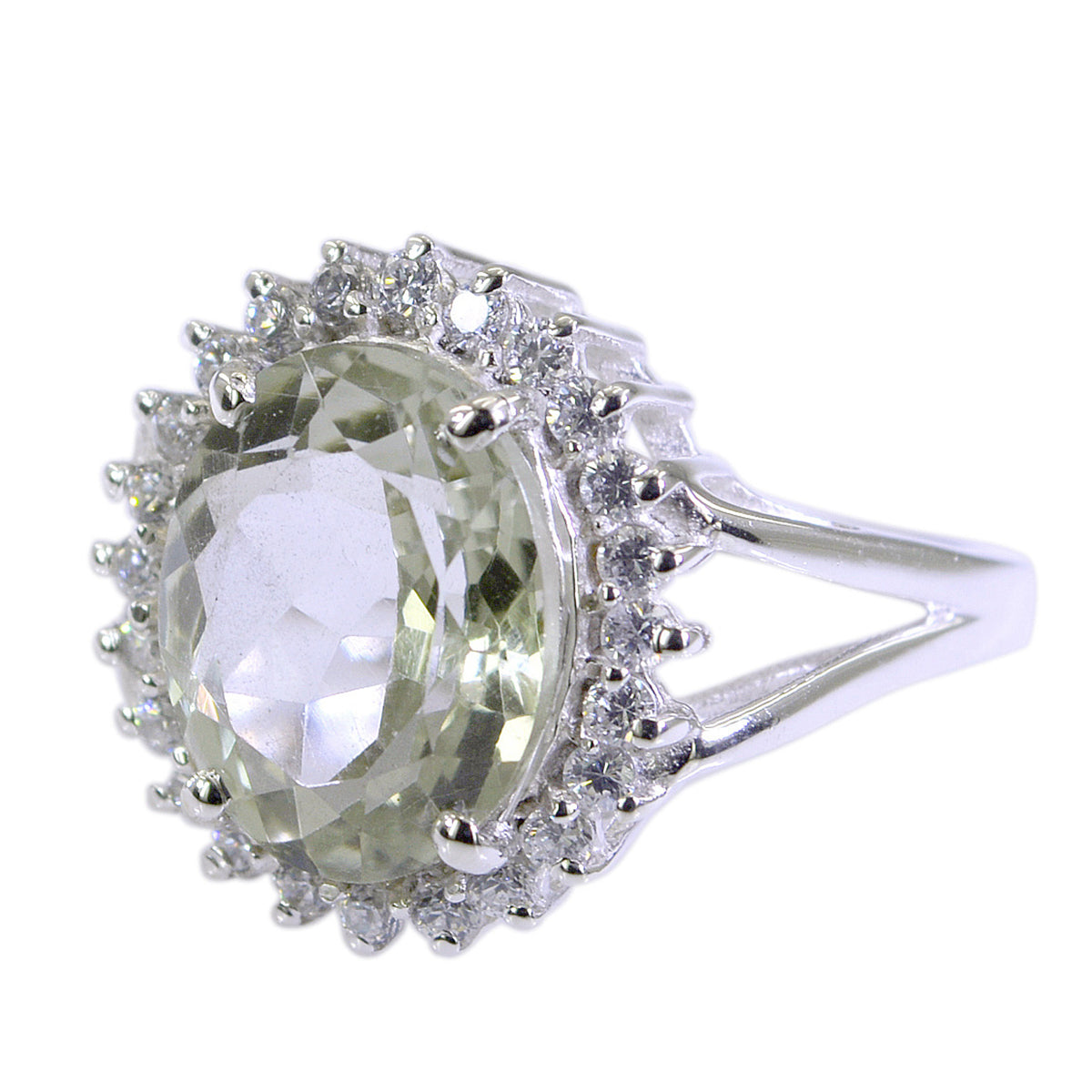Lucia Modern Light Green Halo Ring