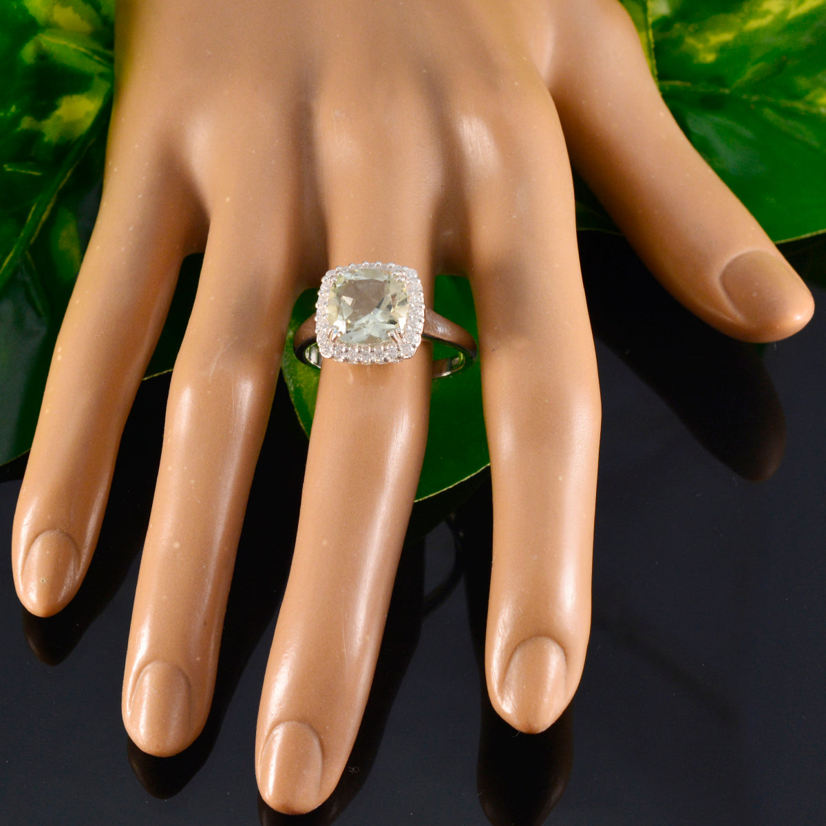 Lorena Luxurious Light Green Halo Ring