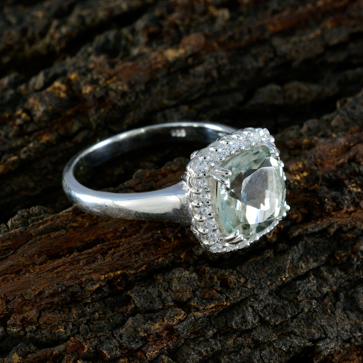 Lorena Luxurious Light Green Halo Ring
