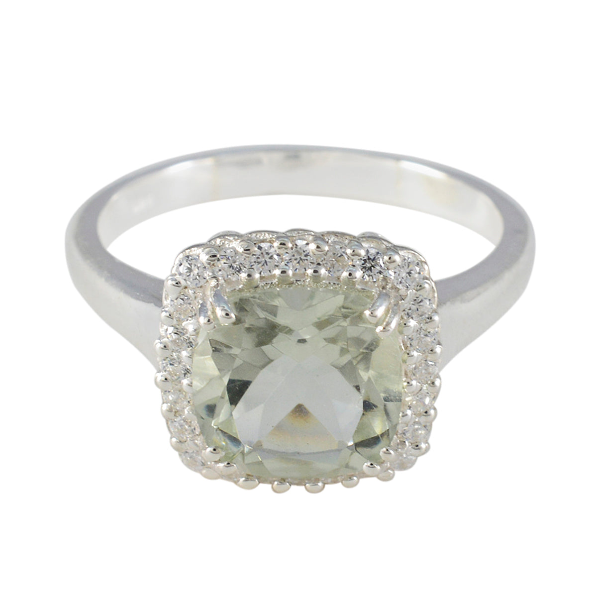 Lorena Luxurious Light Green Halo Ring Green Amethyst Green