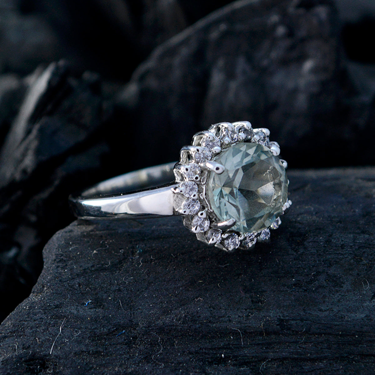 Amanda Graceful Light Green Halo Ring