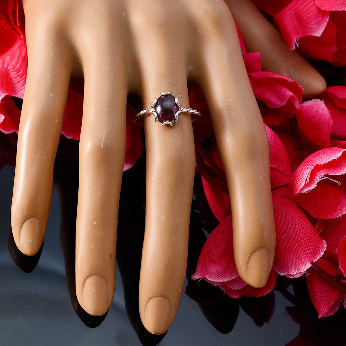 Agnes Twist Red Solitaire Ring