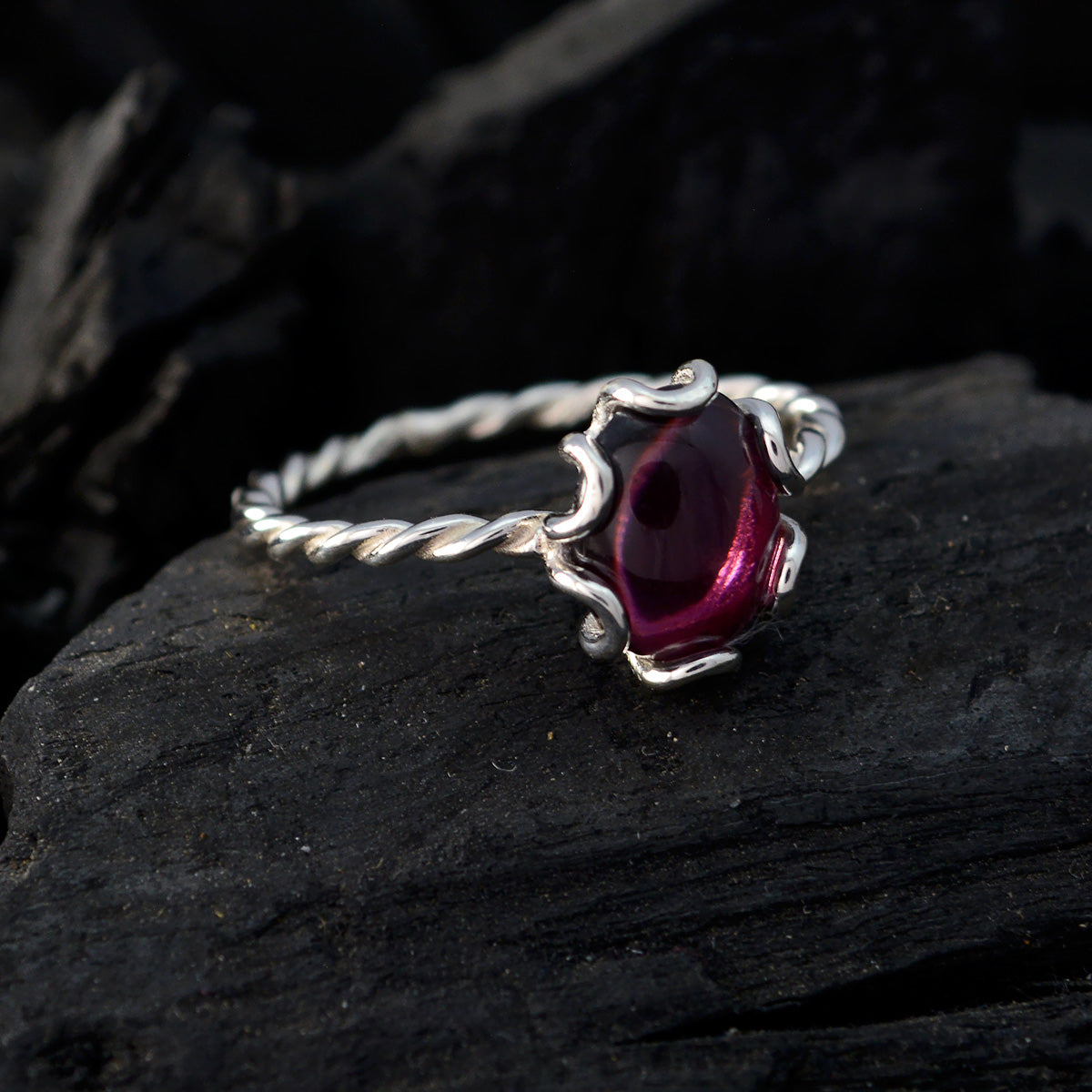 Agnes Twist Red Solitaire Ring