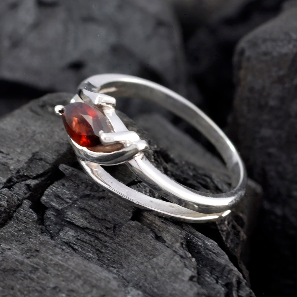 Aurora Contemporary Red Solitaire Ring