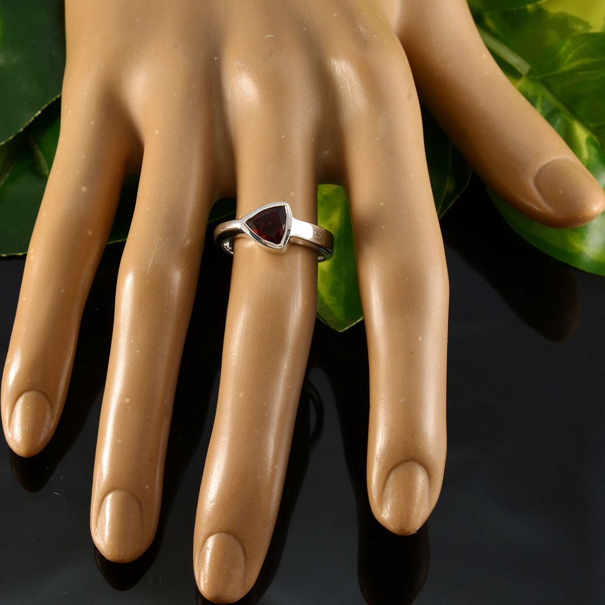 Riya Geometric Red Solitaire Ring