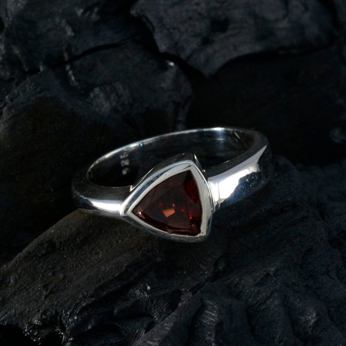 Riya Geometric Red Solitaire Ring
