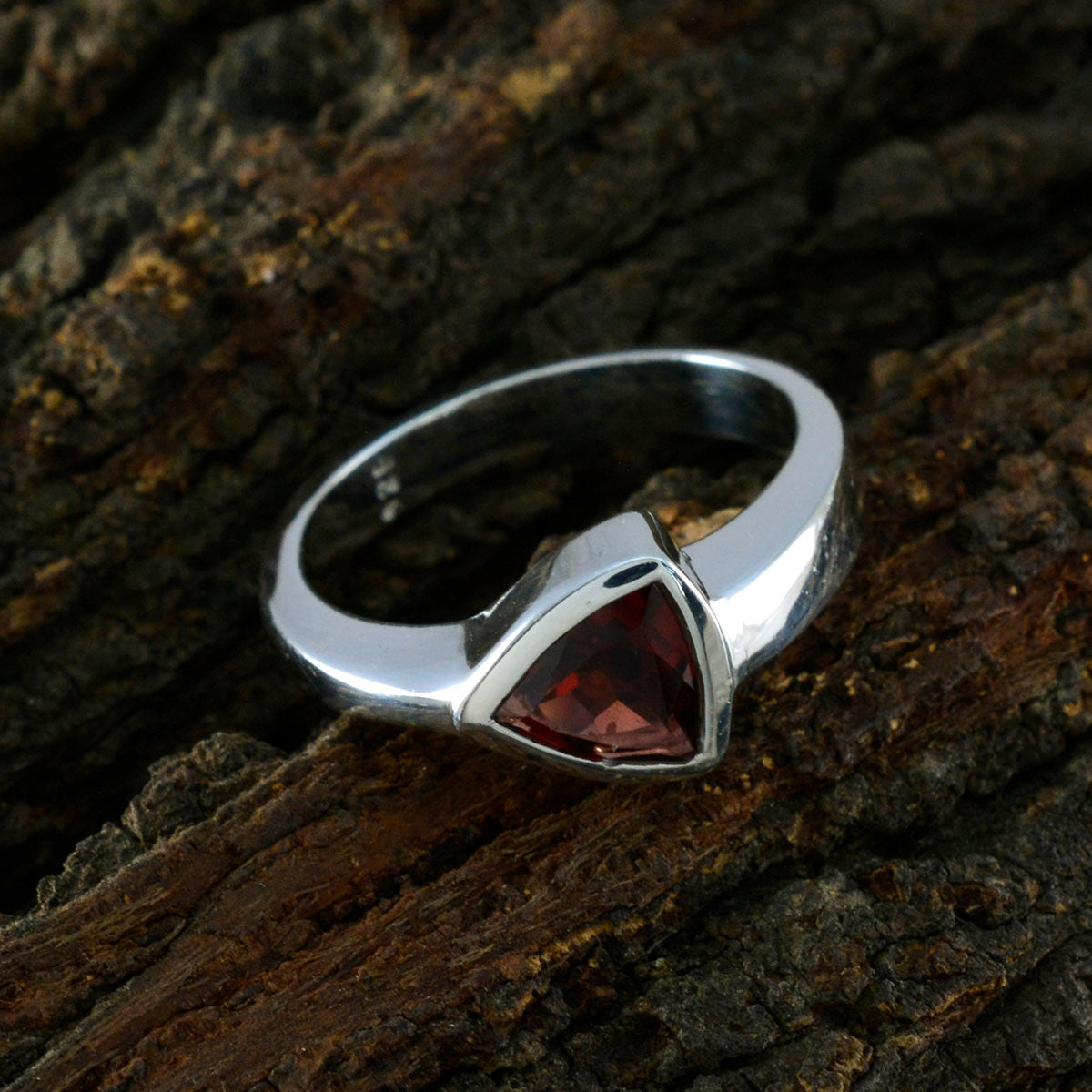 Riya Geometric Red Solitaire Ring