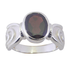 Ines Feminine Red Solitaire Ring Garnet Red