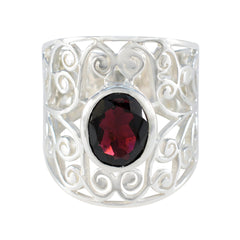 Rosa Filigree Red Solitaire Ring Garnet Red