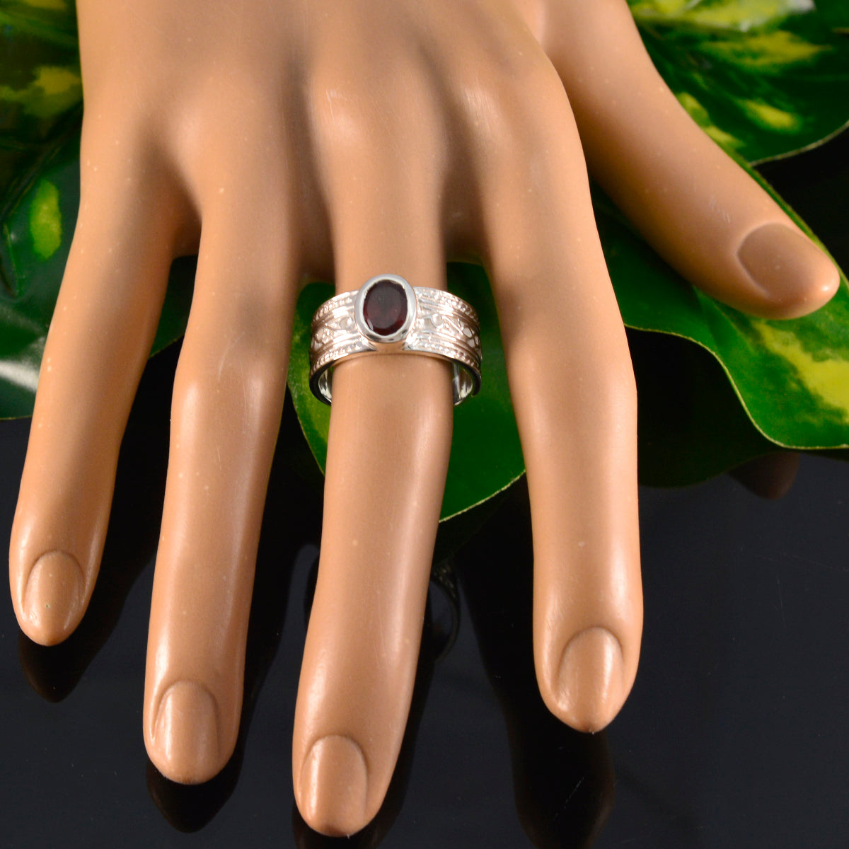 Lily Art Deco Red Solitaire Ring