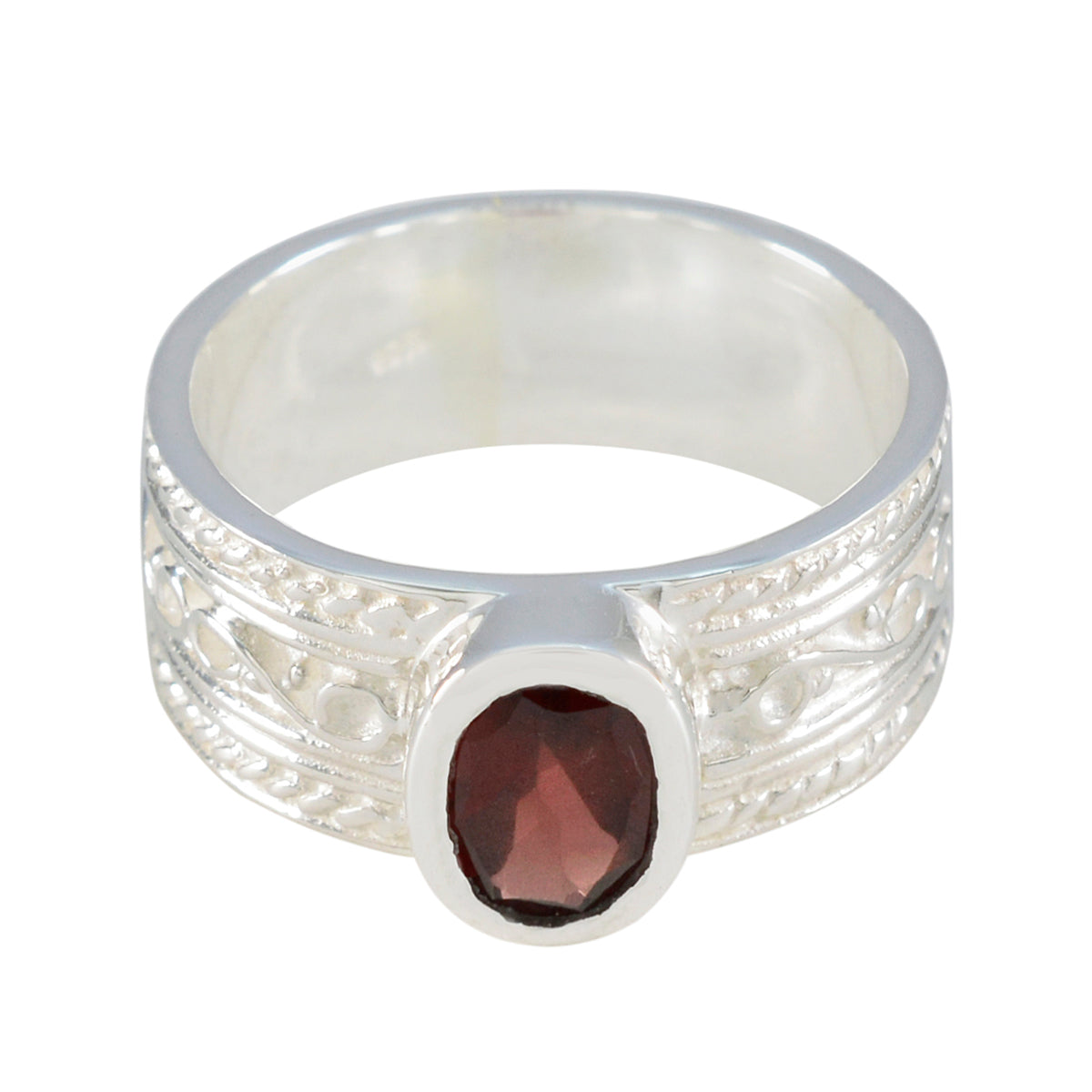 Lily Art Deco Red Solitaire Ring Garnet Red